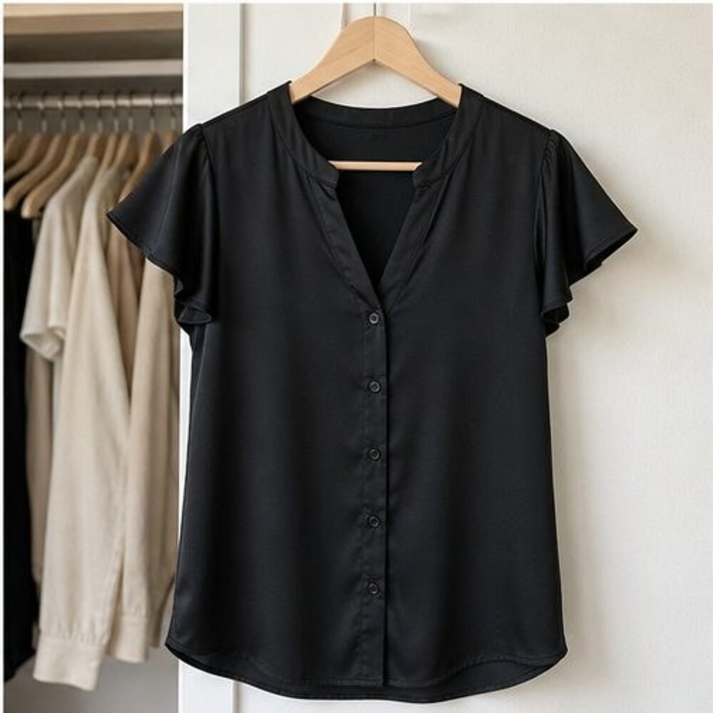 Black Tie Neck Blouse